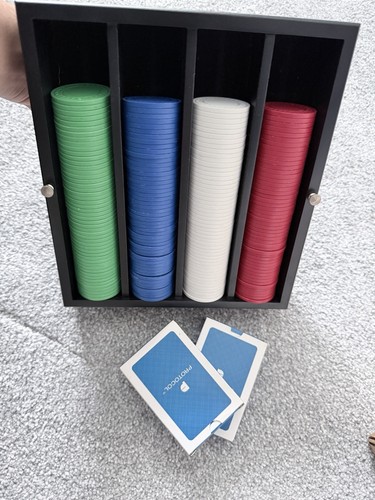 Poker chip set with playing - set,