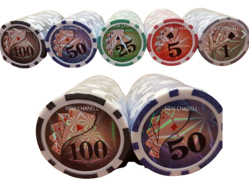 100 numbered laser poker chips - numbered,