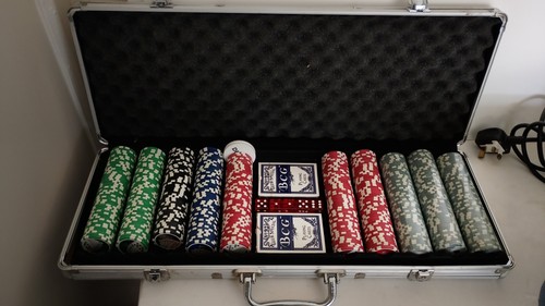 Poker chip set with - chip, cards