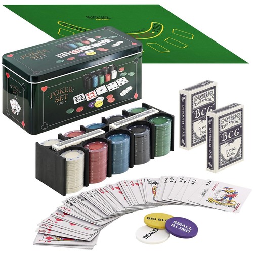 Poker gaming set metal box - set,