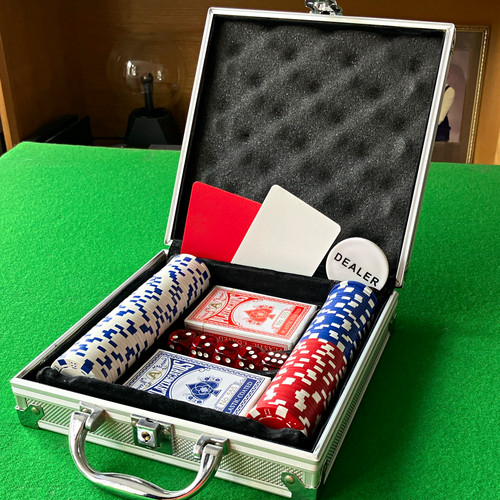 100 chip poker set aluminium - poker, set,